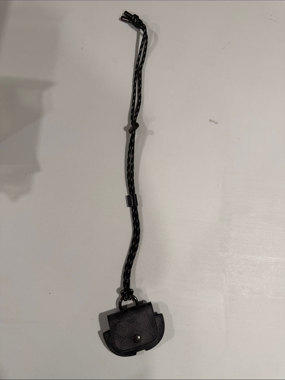 Coach Black Leather Mini Pouch Necklace/Key Chain